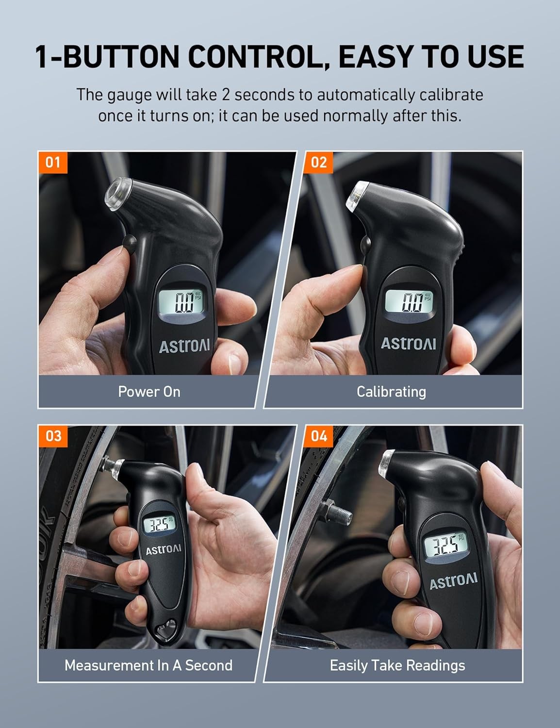 Digital Tire Pressure Gauge 0-150PSI Backlit LCD Accurate Tester