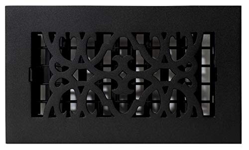 Decor Grates AC408-BLK Victorian Floor Register 4 x 8 Inches Cast Iron Black