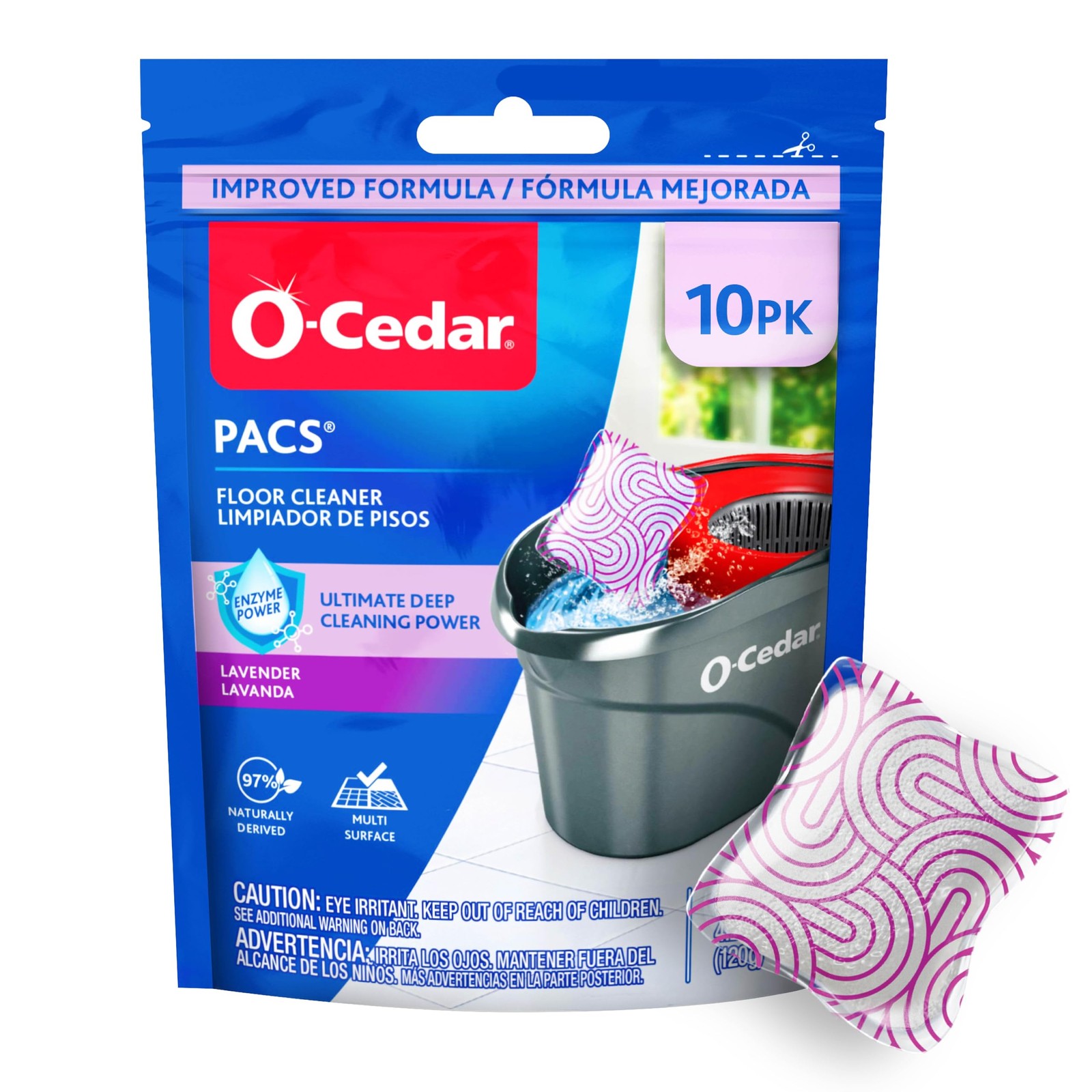 O-Cedar PACS Hard Floor Cleaner, Lavender 10 Count (Pack of 1), No Color