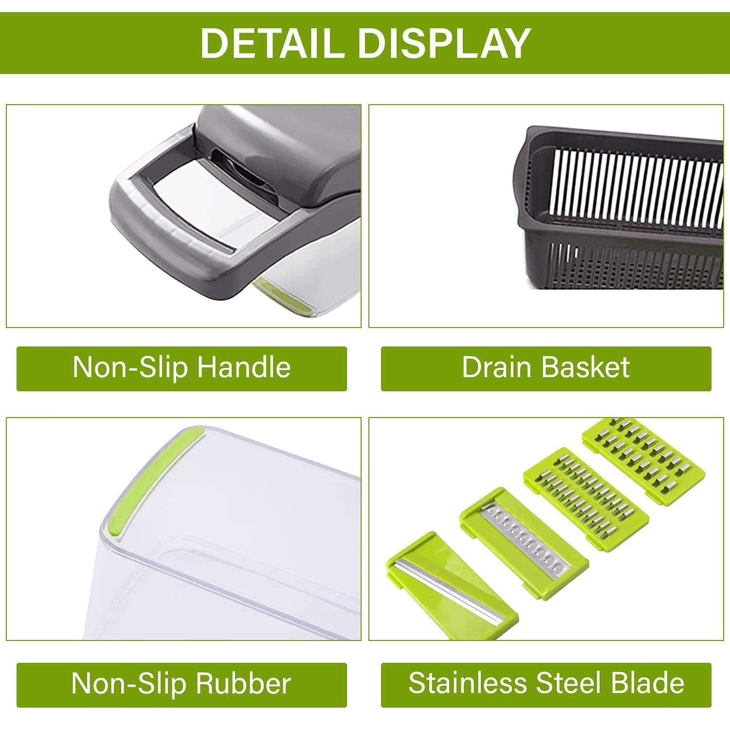 Multi-Function 12-in-1 Vegetable Chopper Cutter – Spiralizer default, Gray
