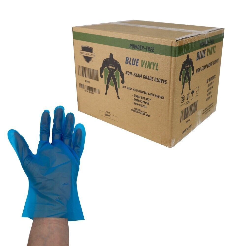 Blue Latex Free, Powder free, Vinyl Disposable Gloves – 5 MIL, Small, 1000 Pcs