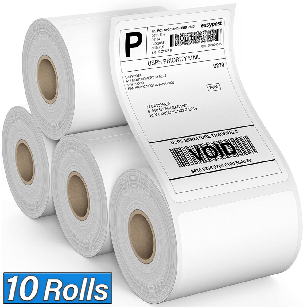 10 Rolls 4×6 Direct Thermal Shipping Labels Zebra 2844 Eltron ZP450 ZP500 ZP505