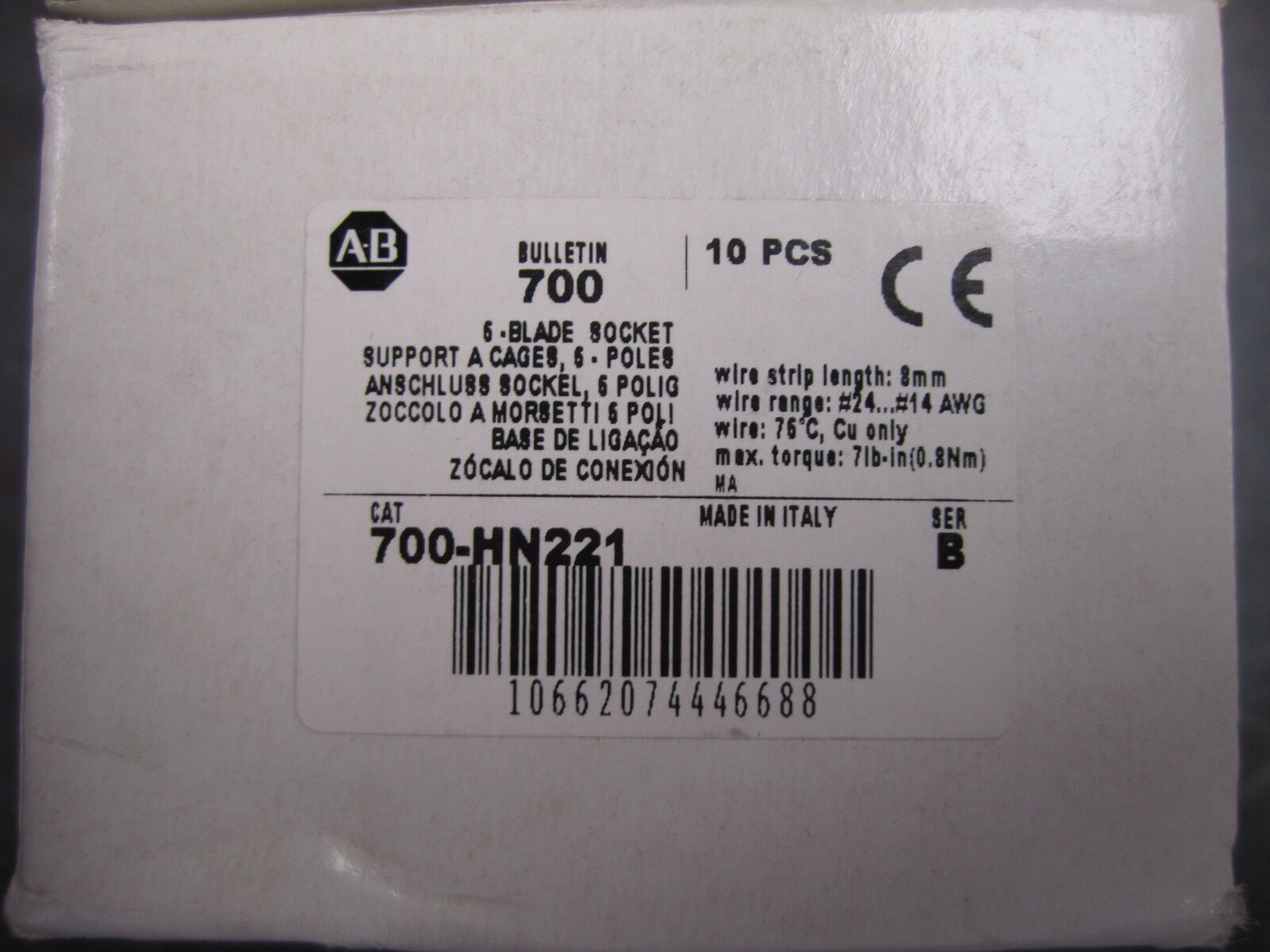 NEW ALLEN BRADLEY 700-HN221 RELAY BASE NEW FROM BOX QUANTITY