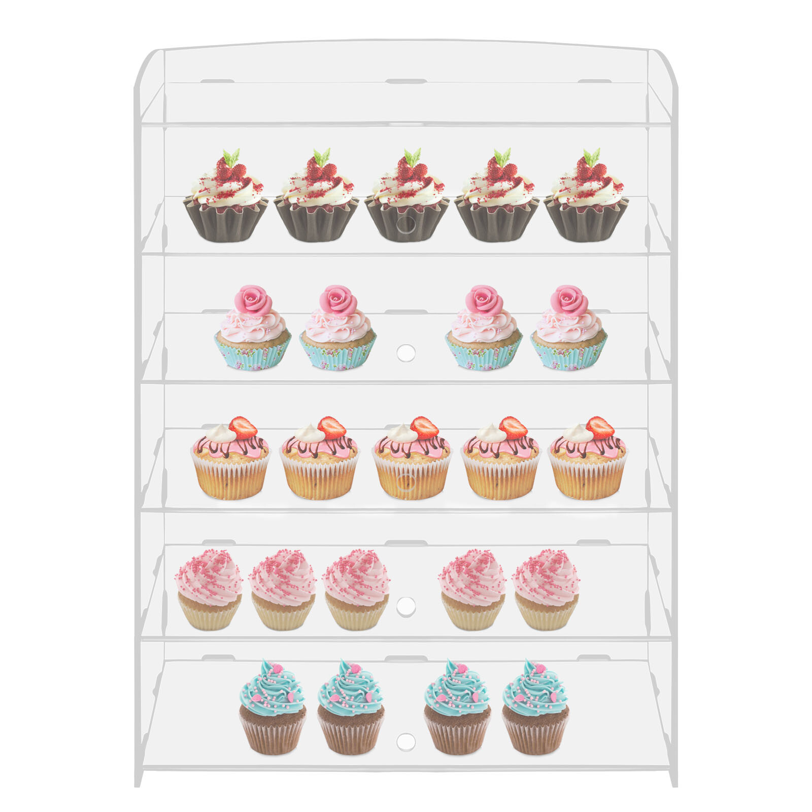 18.7*8.46*24.4in 5-Tier Acrylic Display Case Bakery Pastry Countertop Showcase