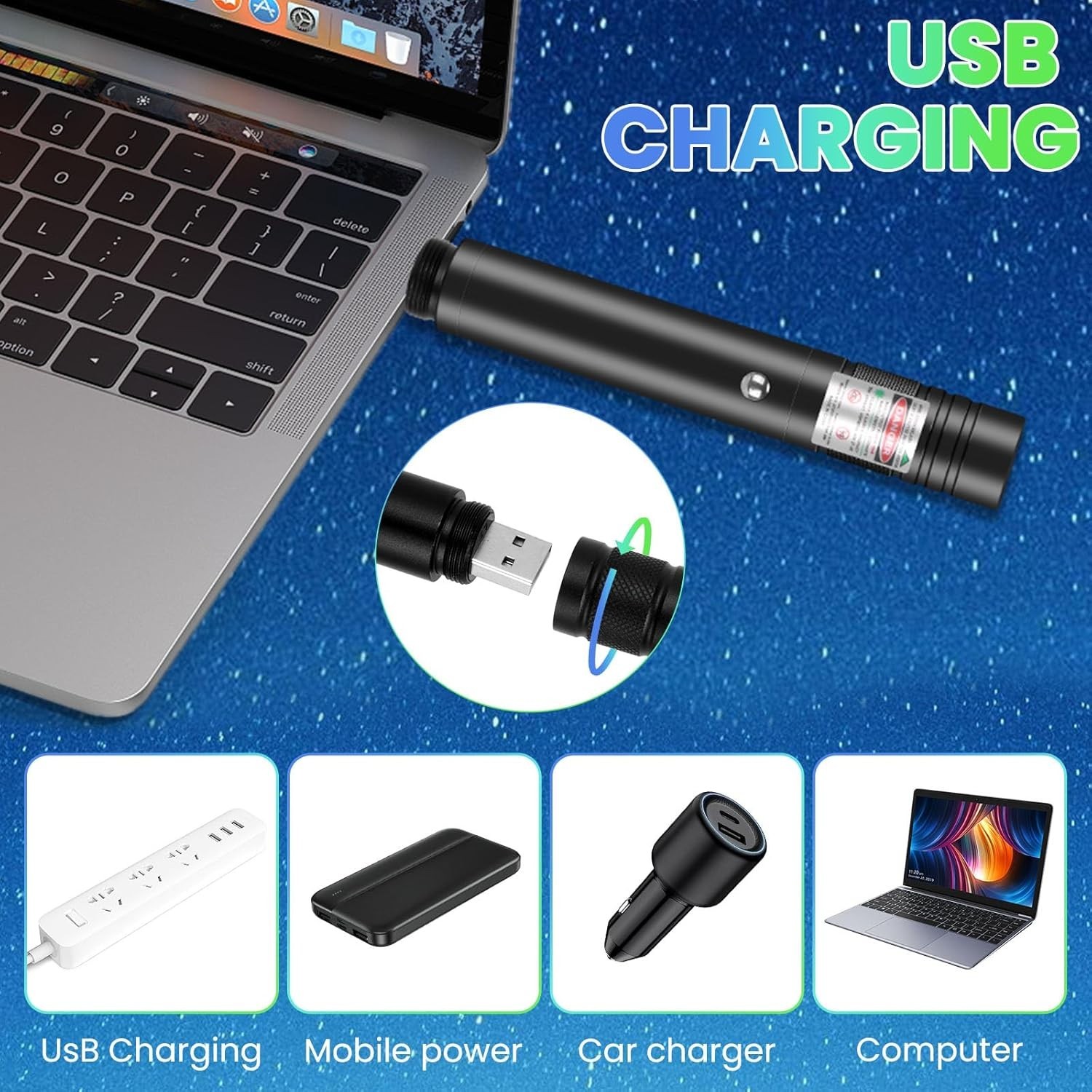 Rechargeable Green Laser Pointer Long Range Beam Astronomy Pen