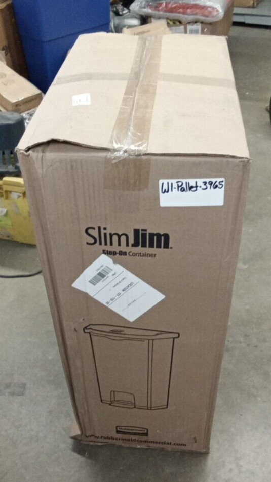 Rubbermaid 1883552 SlimJim Resin Front Step-On Rectangle Trash Can Beige 24 Gal