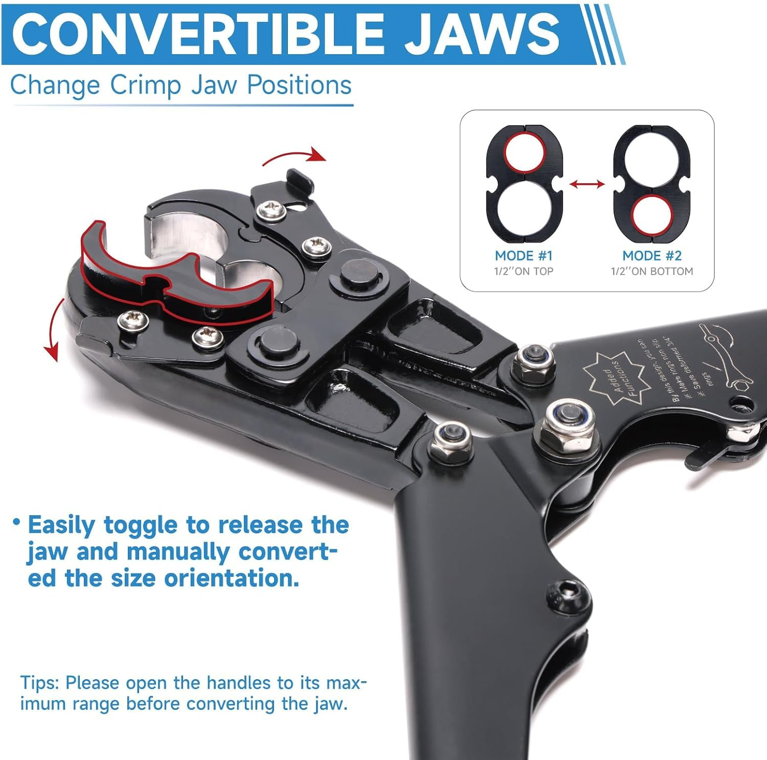 Icrimp PEX Pipe Crimping Tool, Convertible 1/2″ & 3/4″ Jaws | Convertible 1/2″ &