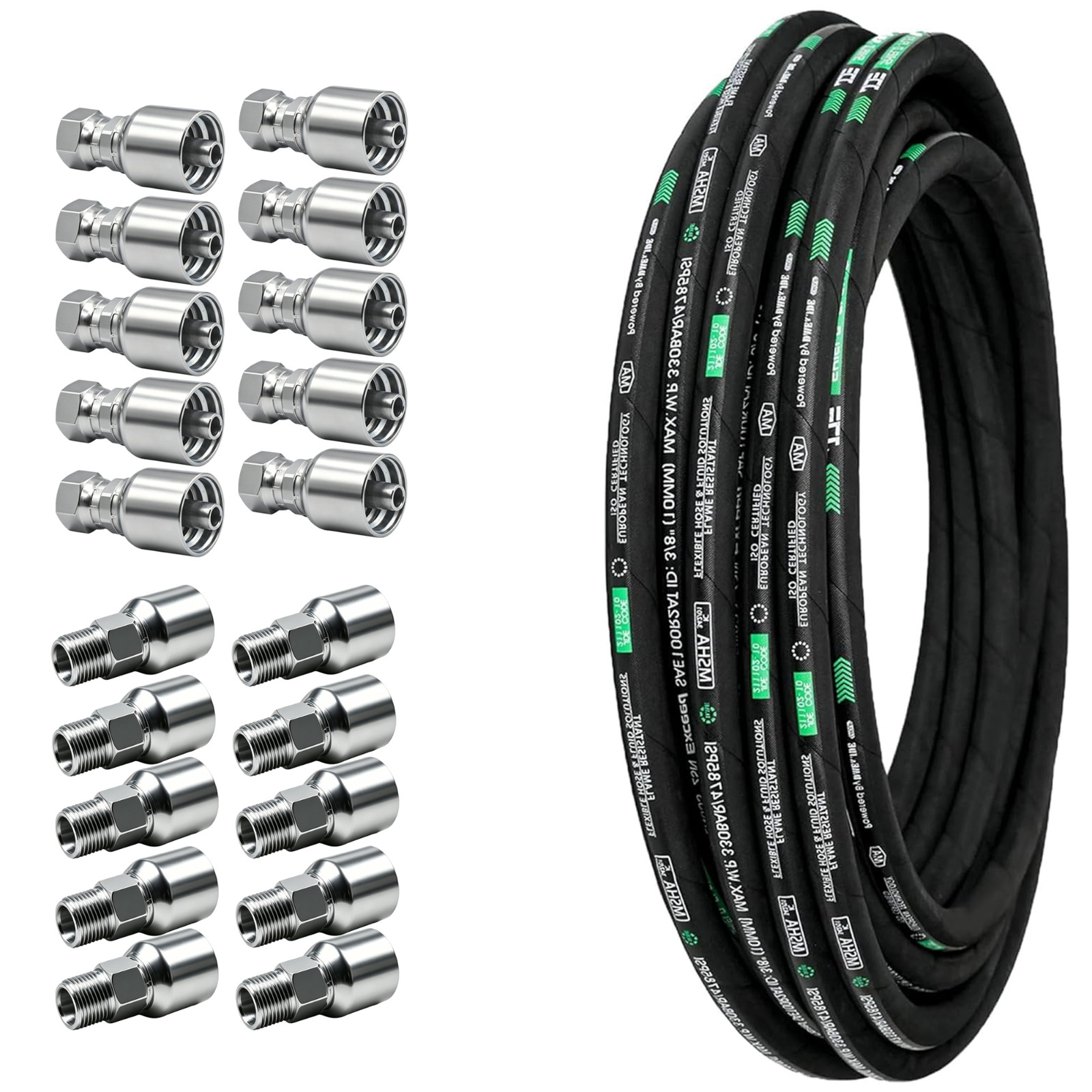 100ft 1/4 hydraulic hose 20PCS 1/4 NPT Male & JIC 37° Female Hose Fitting