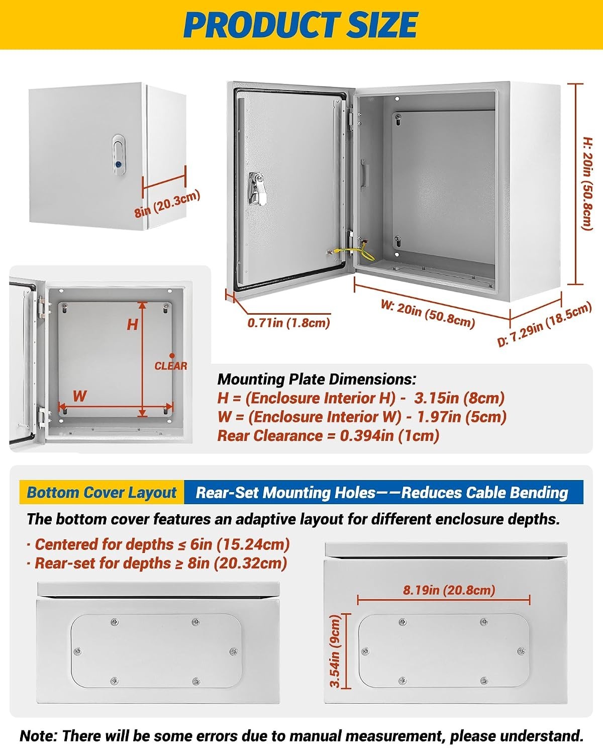 Secure 20x20x8» Junction Box with Lock | NEMA 4X Steel Design, Indoor/Outdoor