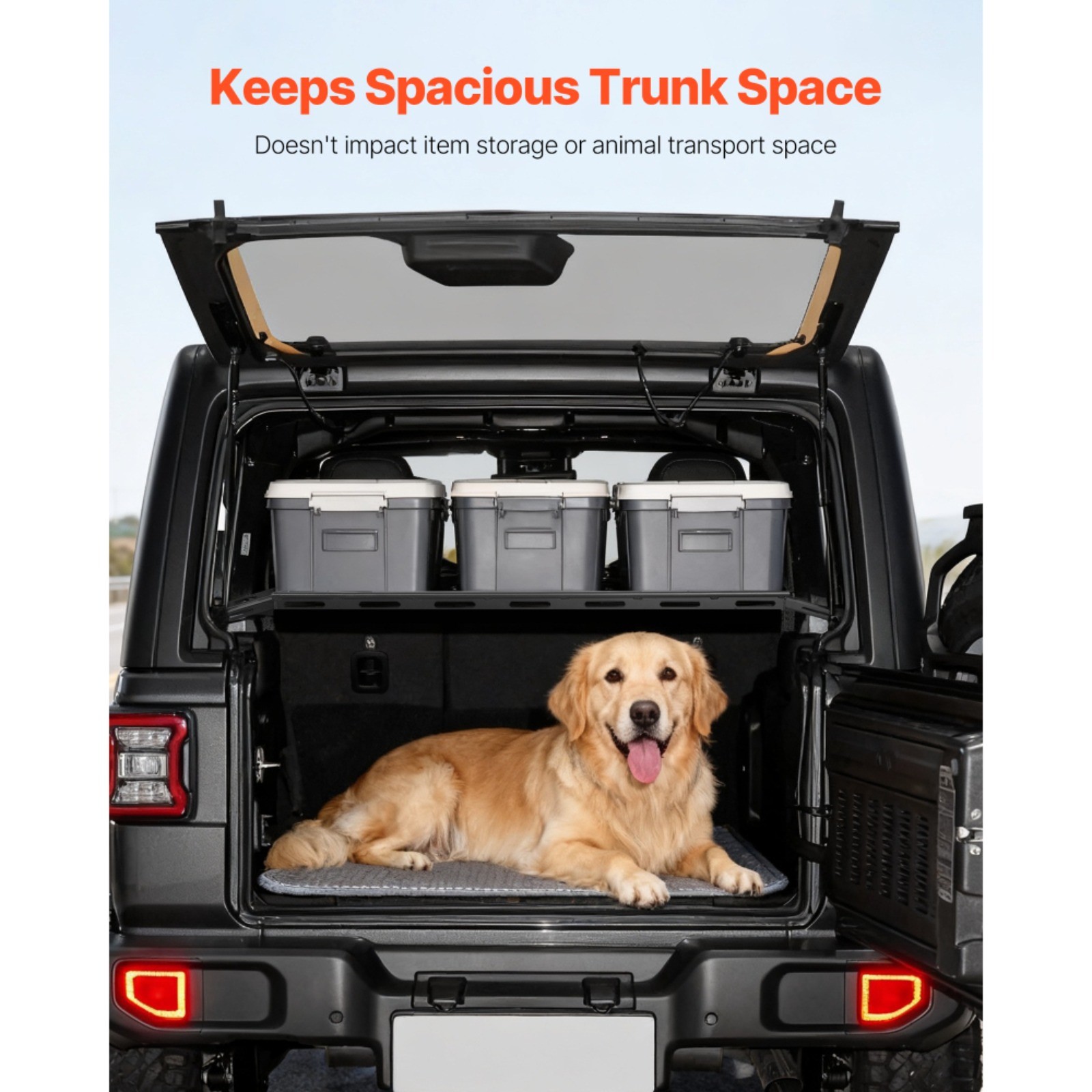 Rear Trunk Cargo Rack for Jeep Wrangler JK 2007-2024 300lb Carbon Steel Net