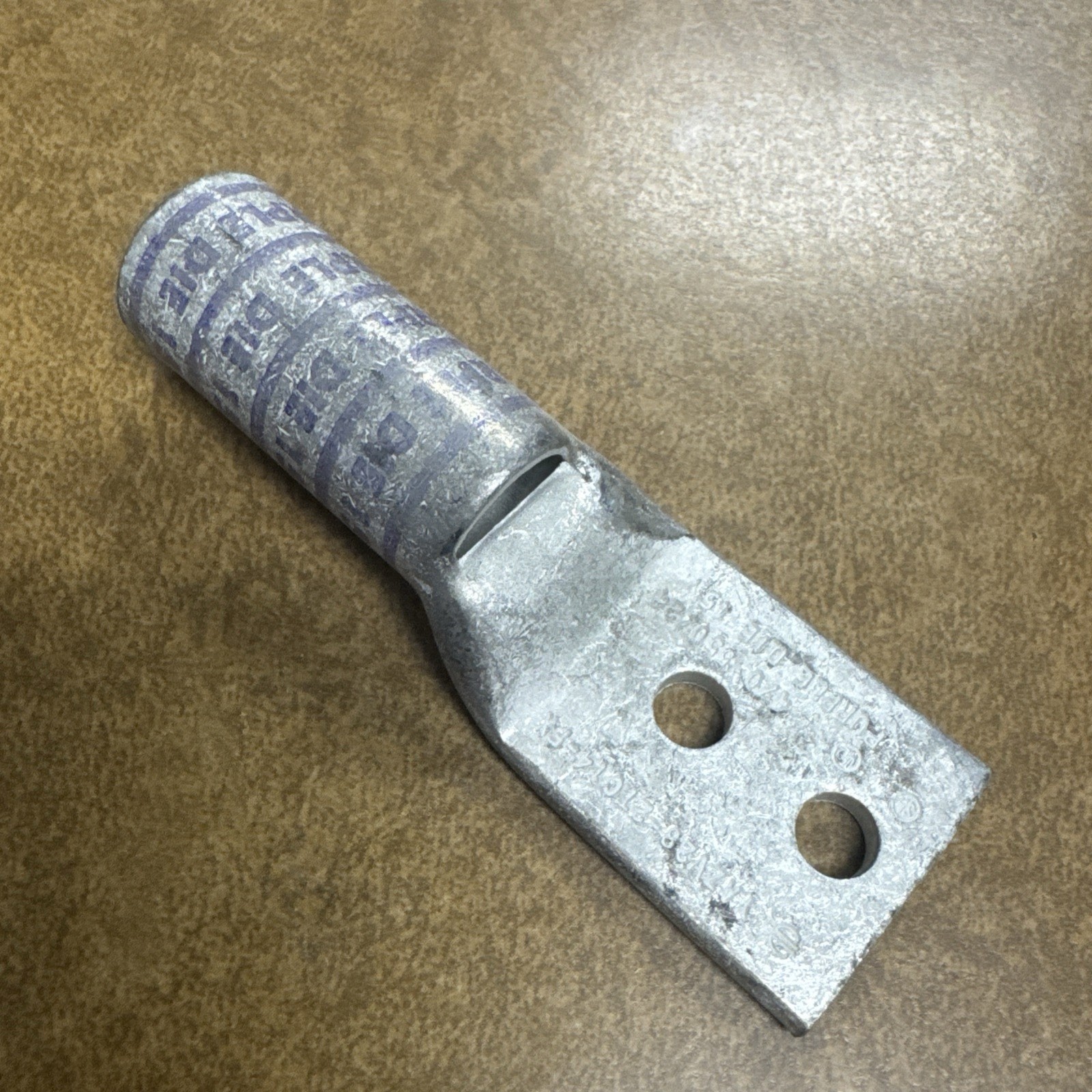 BURNDY YAV28L-2NT38-FX 4/0 Two Hole Lug Purple Die 15, 3/8” Holes, 1” Spacing