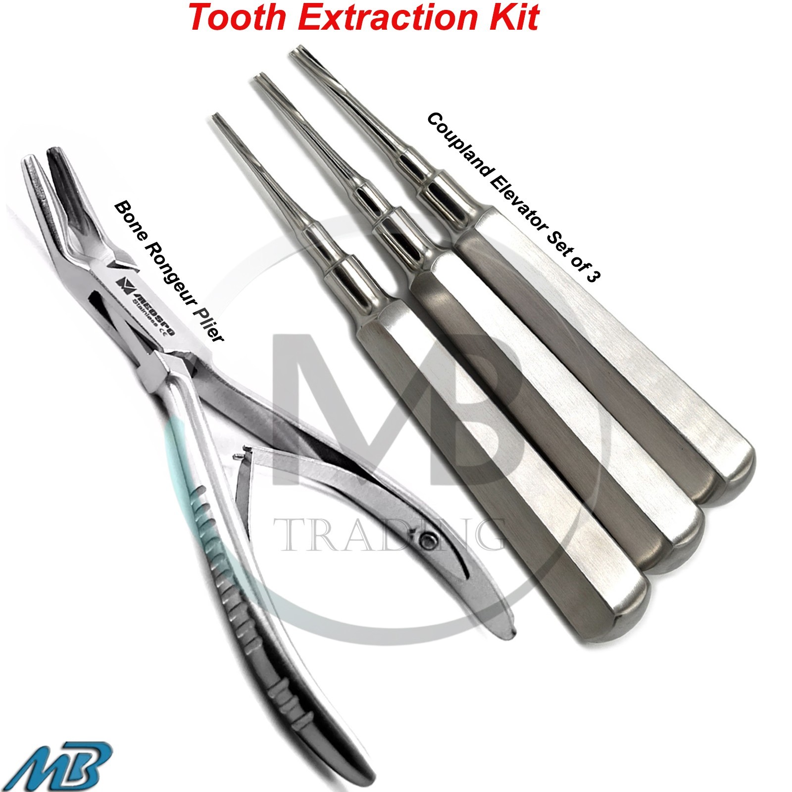Basic Tooth Extraction Kit Coupland Dental Extracting Elevators Rongeur Plier