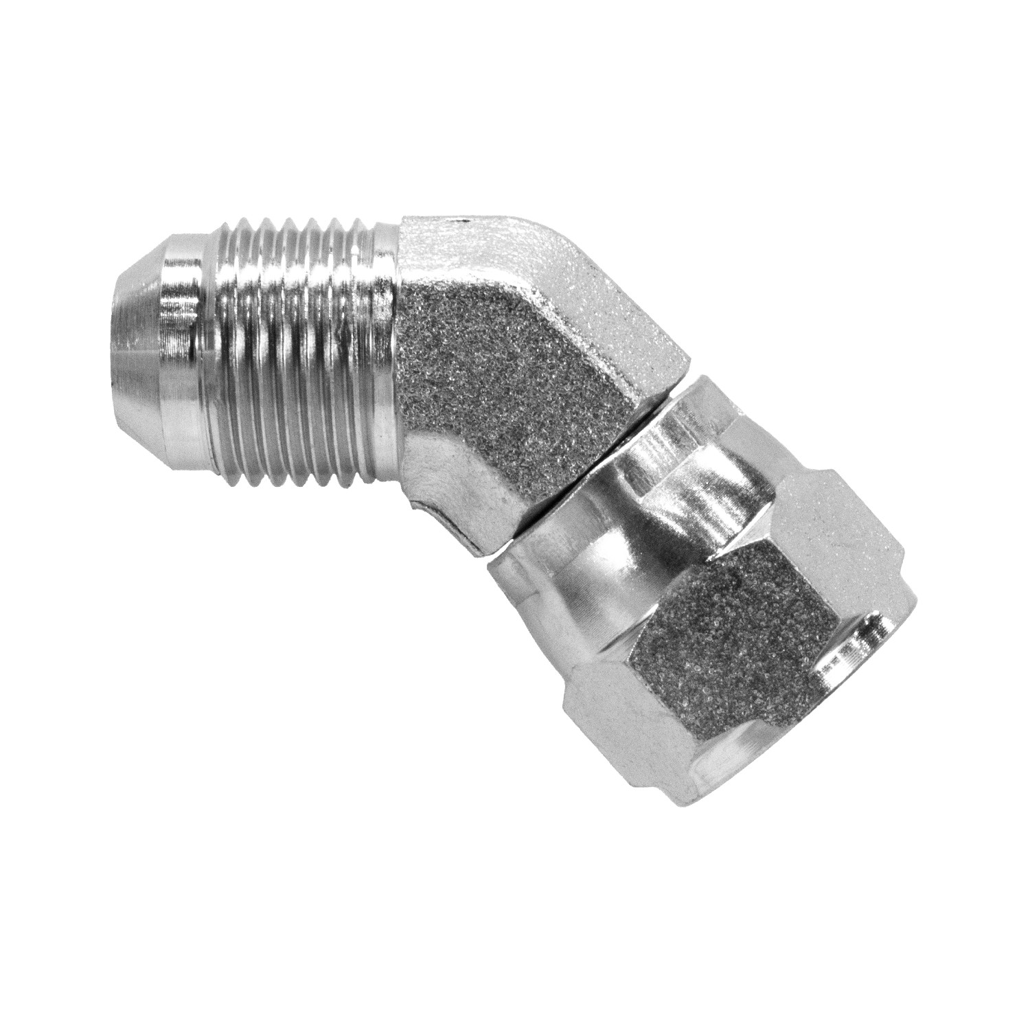 6502-04-04 | 1/4″ MALE JIC X 1/4″ FEMALE JIC SWIVEL 45 °