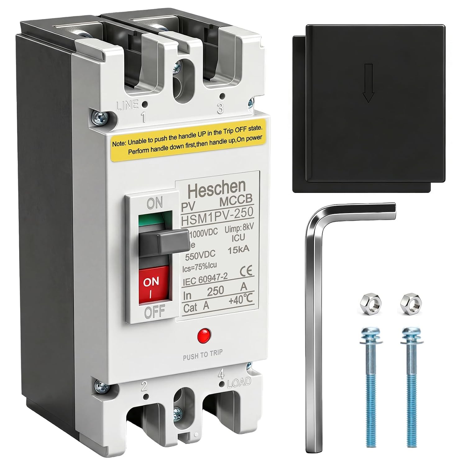 Heschen DC Molded Case Circuit Breaker MCCB, HSM1PV-250, 2 Poles, DC550V Photovo