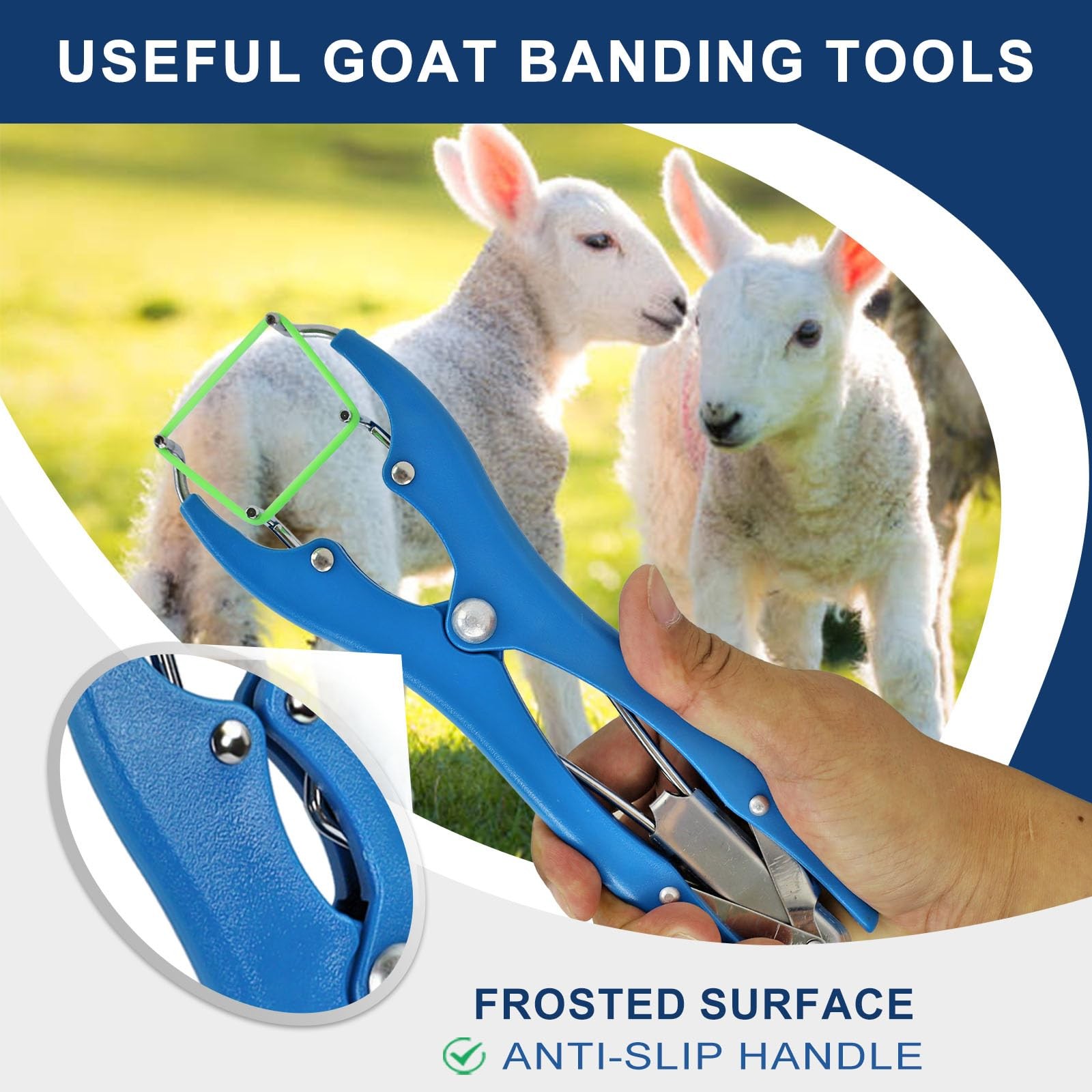 Goat Banding Kit Calves Banding Tool, Expander Plier Bander with 100Pcs Bands Ri