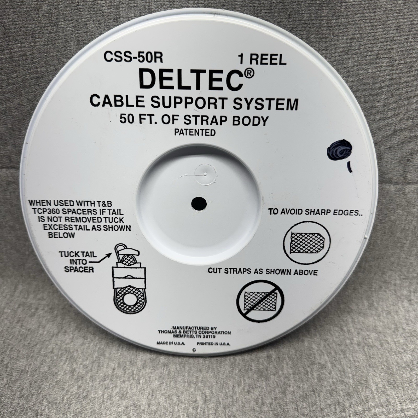 THOMAS & BETTS CSS-50R DELTEC CABLE SUPPORT SYSTEM 50FT Of Strap Body USA Made