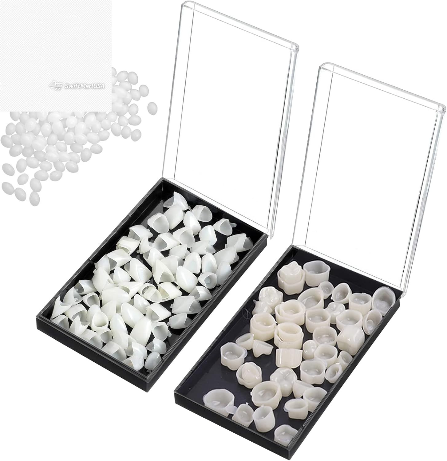 120 Pcs False Teeth Crown Veneers Anterior Posterior Set with Thermal Beads Cap