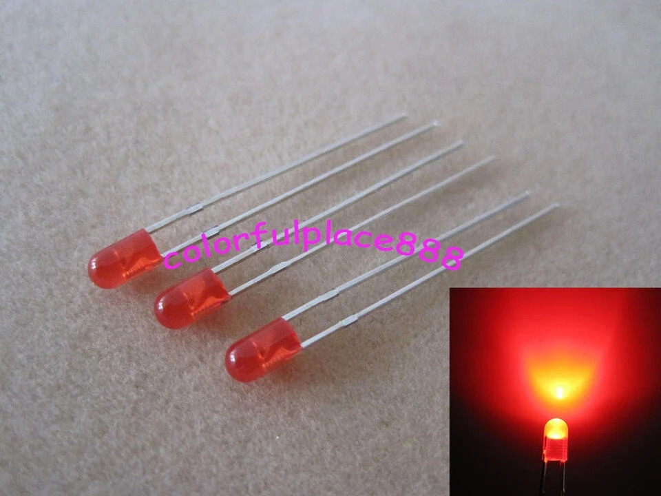 20pcs each 3mm Red Yellow Blue Green White Orange Warm Diffused Flangeless LEDs