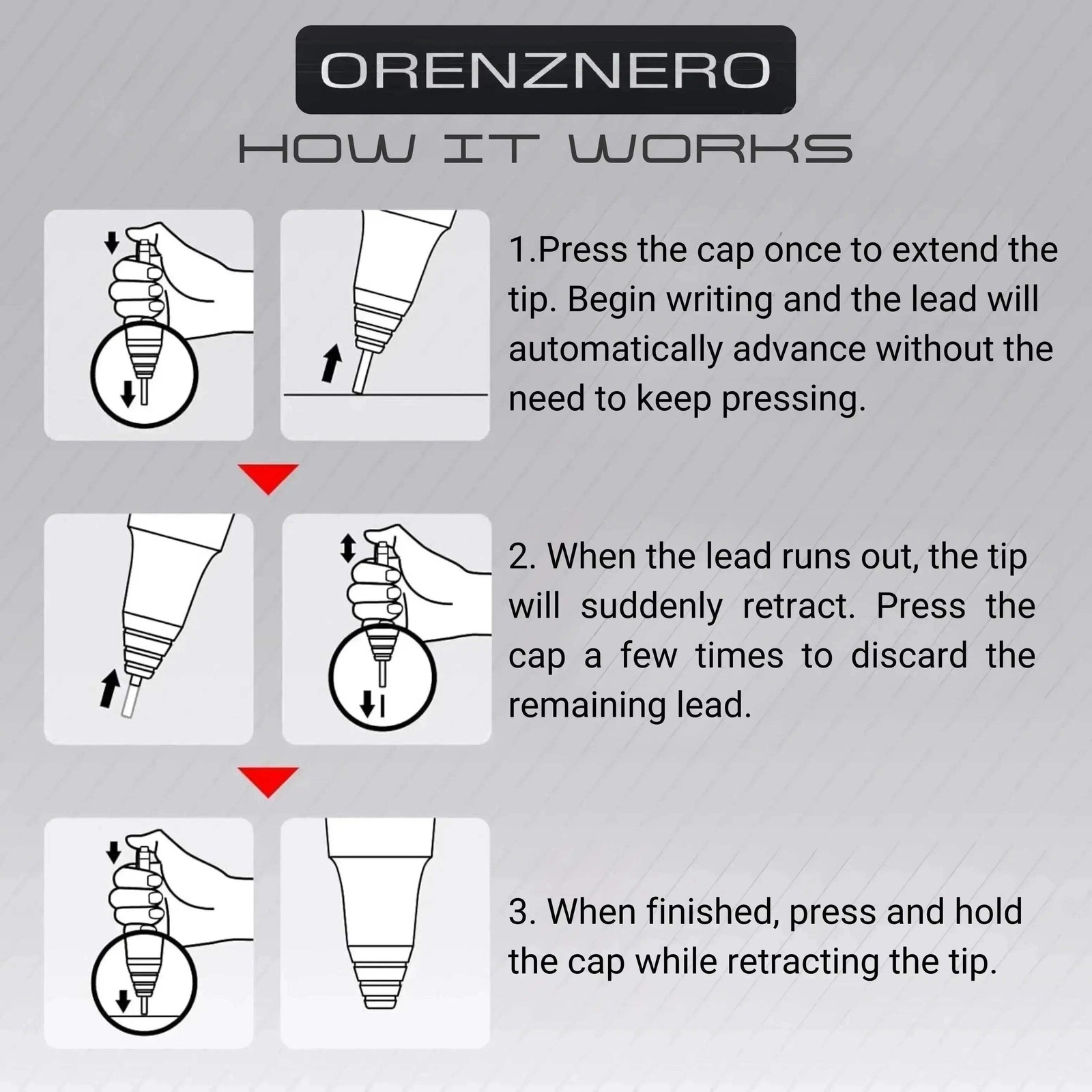 Pentel Orenz Nero Mechanical Drafting Pencil, Automatic Lead Advance, Black Barr