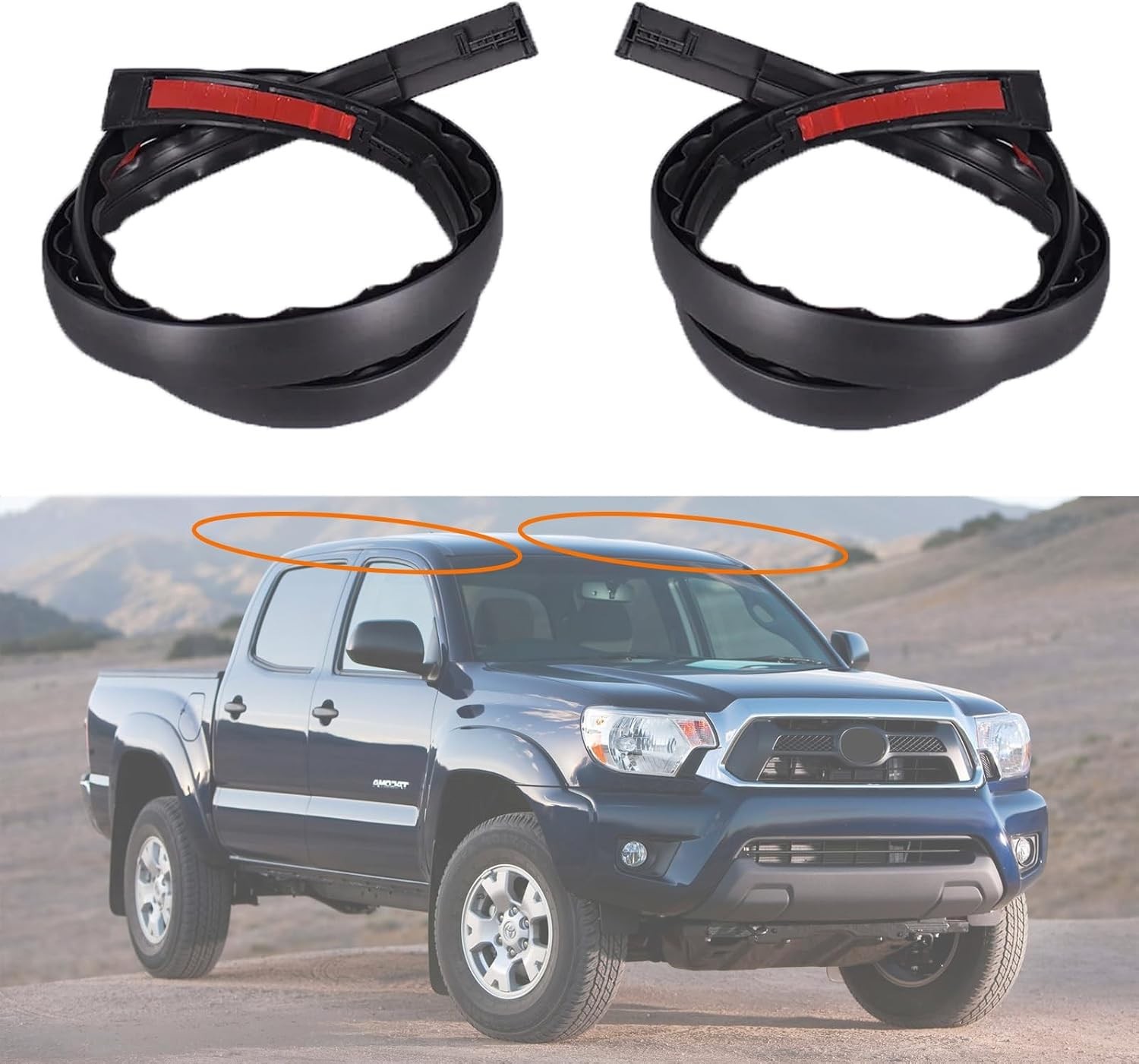 2Pcs Roof Drip Molding Weatherstrip Fit for Toyota Tacoma Double CAB 2005-2015,