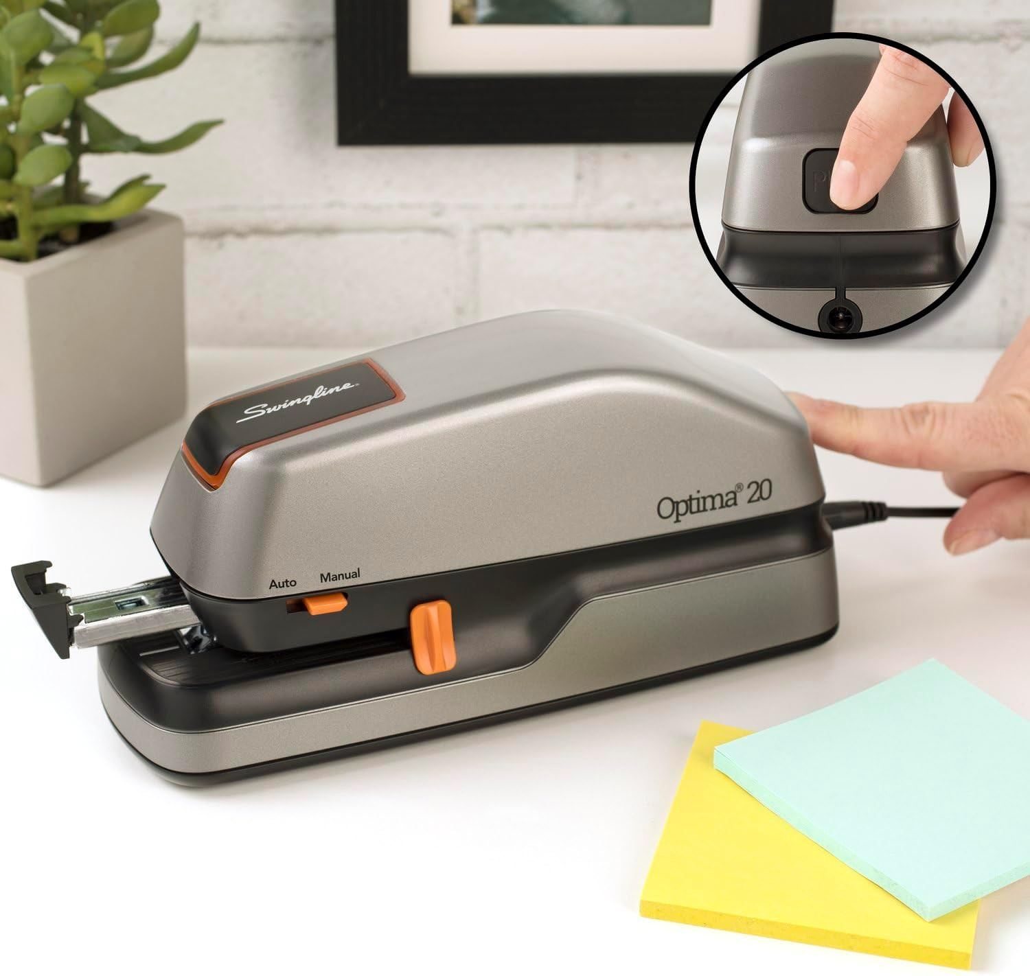 Electric Stapler, 20 Sheet Capacity, Optima 20, Jam Free, Auto or Manual, Plug i