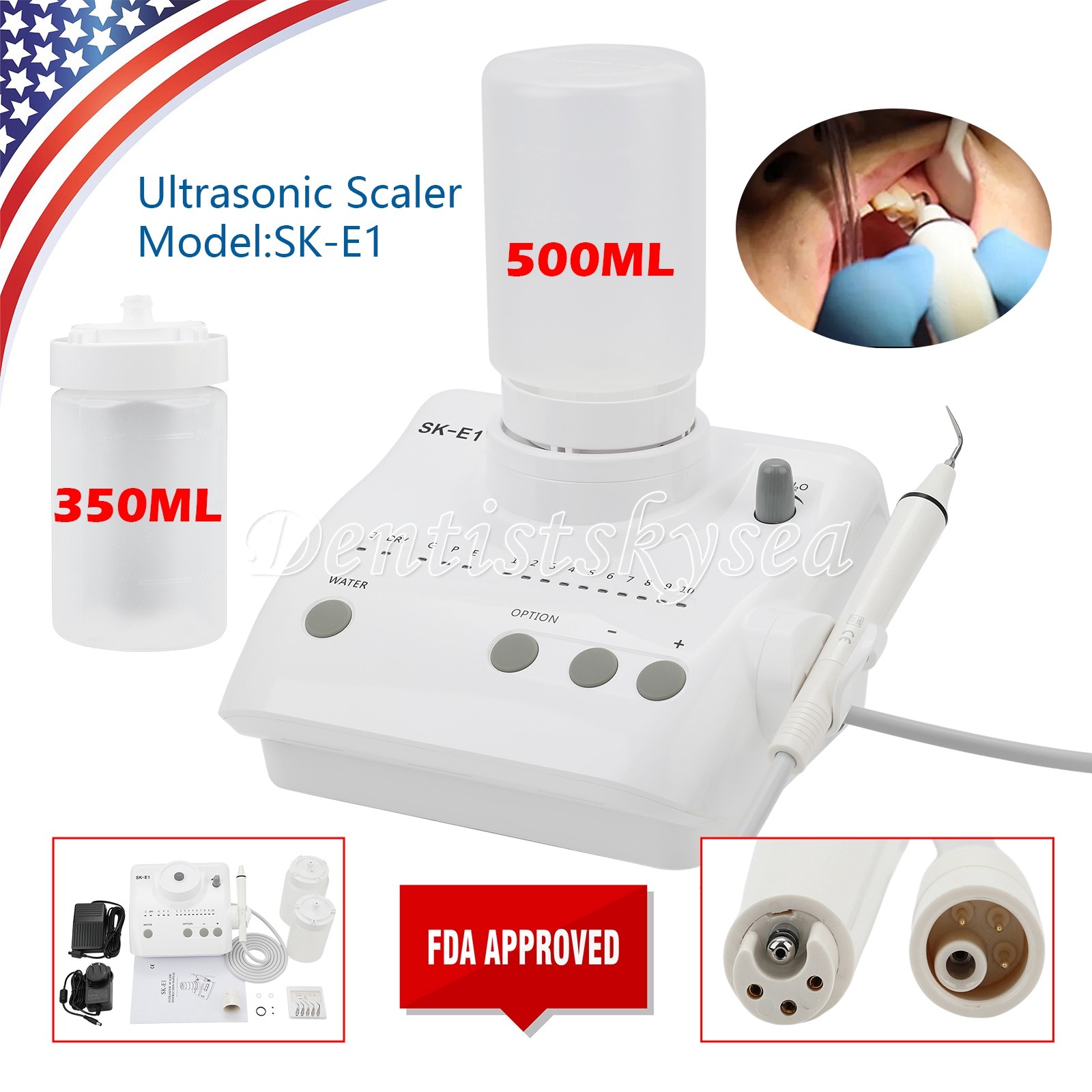 SK-E1 Dental Ultrasonic Piezo Scaler W/Handpiece Tips Bottles Fit EMS HOT
