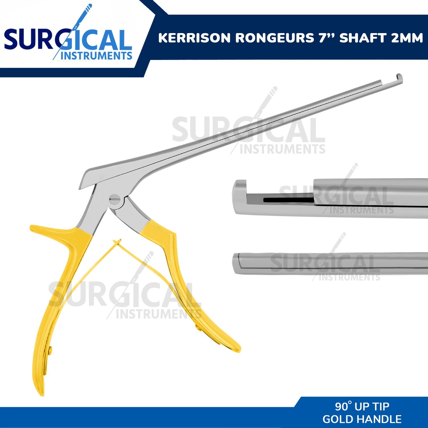 Kerrison Rongeur 7″ Shaft 2mm 90° Up Bite Gold Handle Stainless Steel German Gr