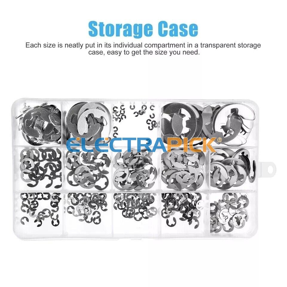 120/200x E Clips C CIRCLIPS Stainless Steel Kit Retaining Ring Assorted 1.5-10mm