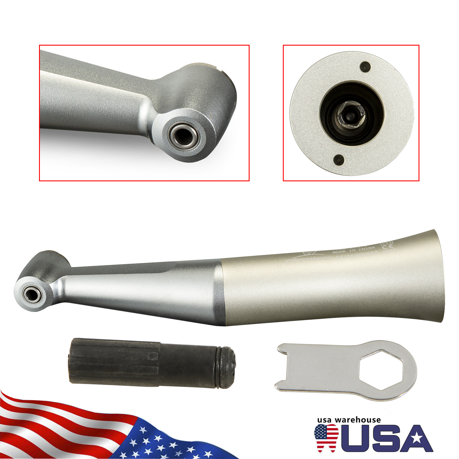 YBB Dental 1:1 Slow Low Speed Handpiece Push Button Contra Angle fit CA burs