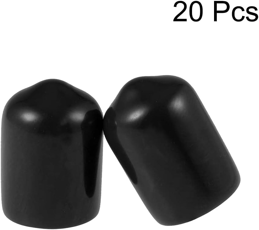 uxcell 20pcs Rubber End Caps 3/8″(9.5mm) ID Vinyl Round Tube Bolt Cap Black
