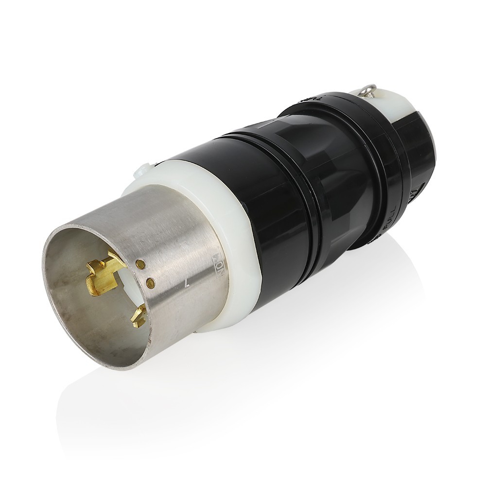Leviton 3765-C Locking Plug, 3-Pole, 4-Wire, 50A, 250VDC/ 600VAC Grounding Black