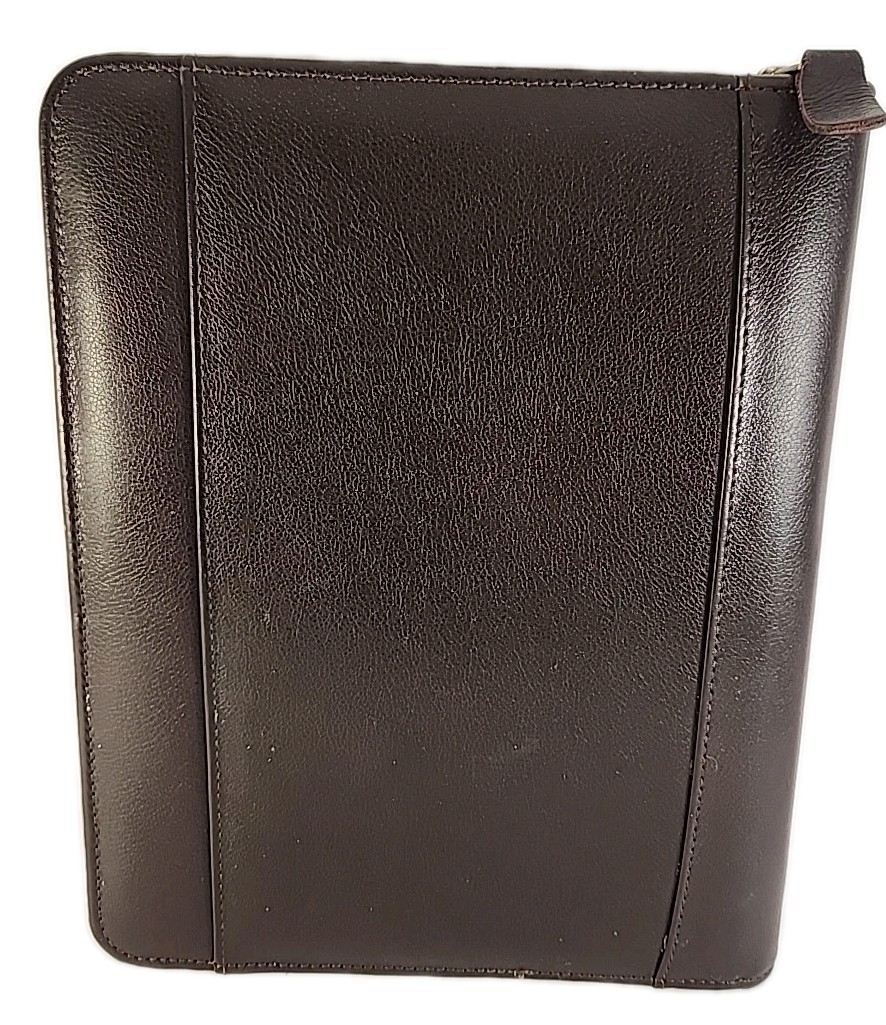 VTG Franklin Covey Genuine Cowhide Leather 7-Ring Planner Made In USA 9×11 Brown