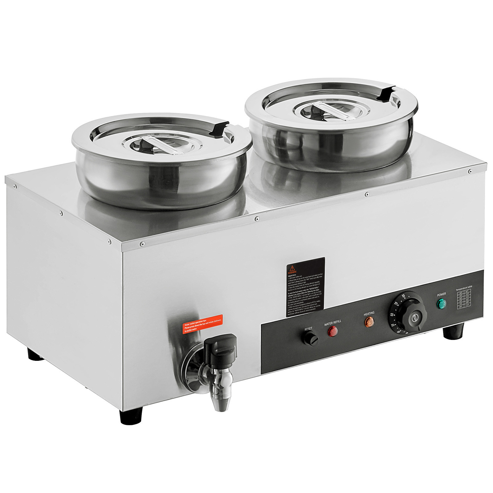 2*7.4Qt Pot Soup Warmer Commercial Soup Station Kettle Warmer Bain Marie