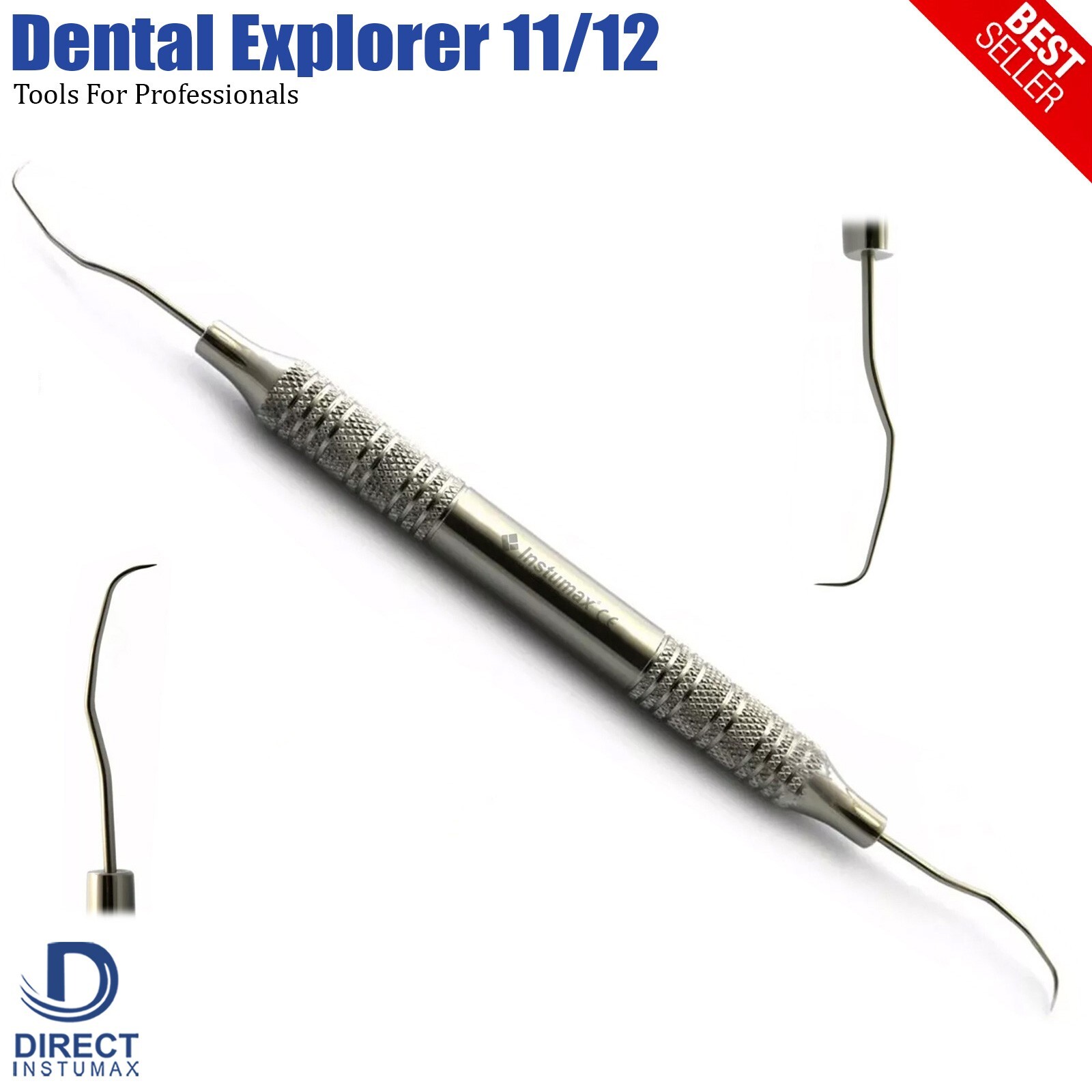 5Pcs Dental 11/12 Explorer-Probe Hollow Handle Diagnostic Plaque Sickle Scaler
