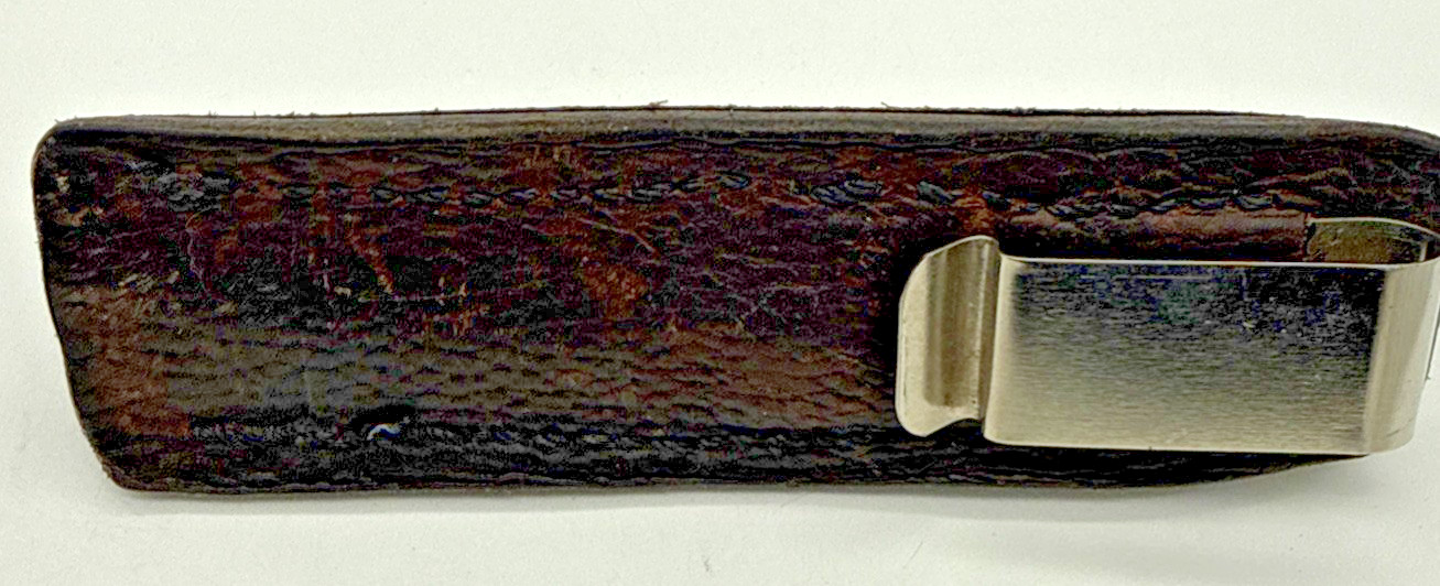 Vintage Black Leather 3/4″ Mini Flashlight Holder Speeen Holster Belt Loop Clip