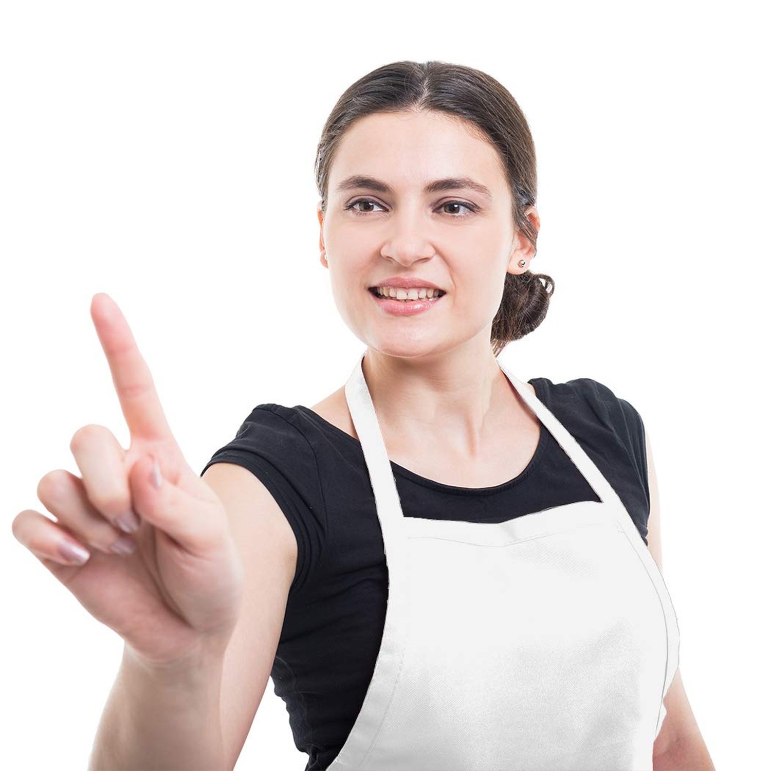 Total 6PCS White Apron for Women Adult Unisex Plain Color Bib aprons with 2 F…