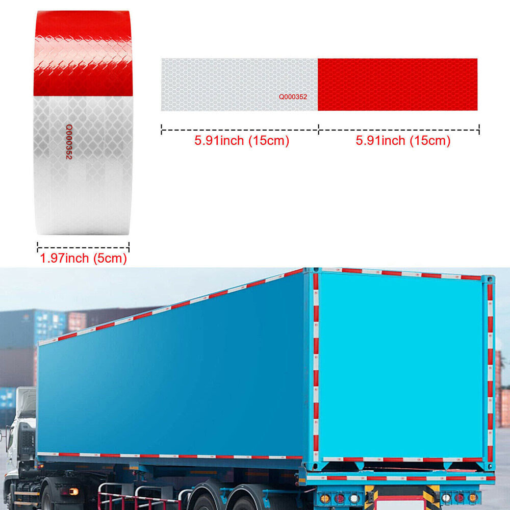 Reflective Safety Tape Waterproof Red and White Adhesive for Trailer Cars Trucks