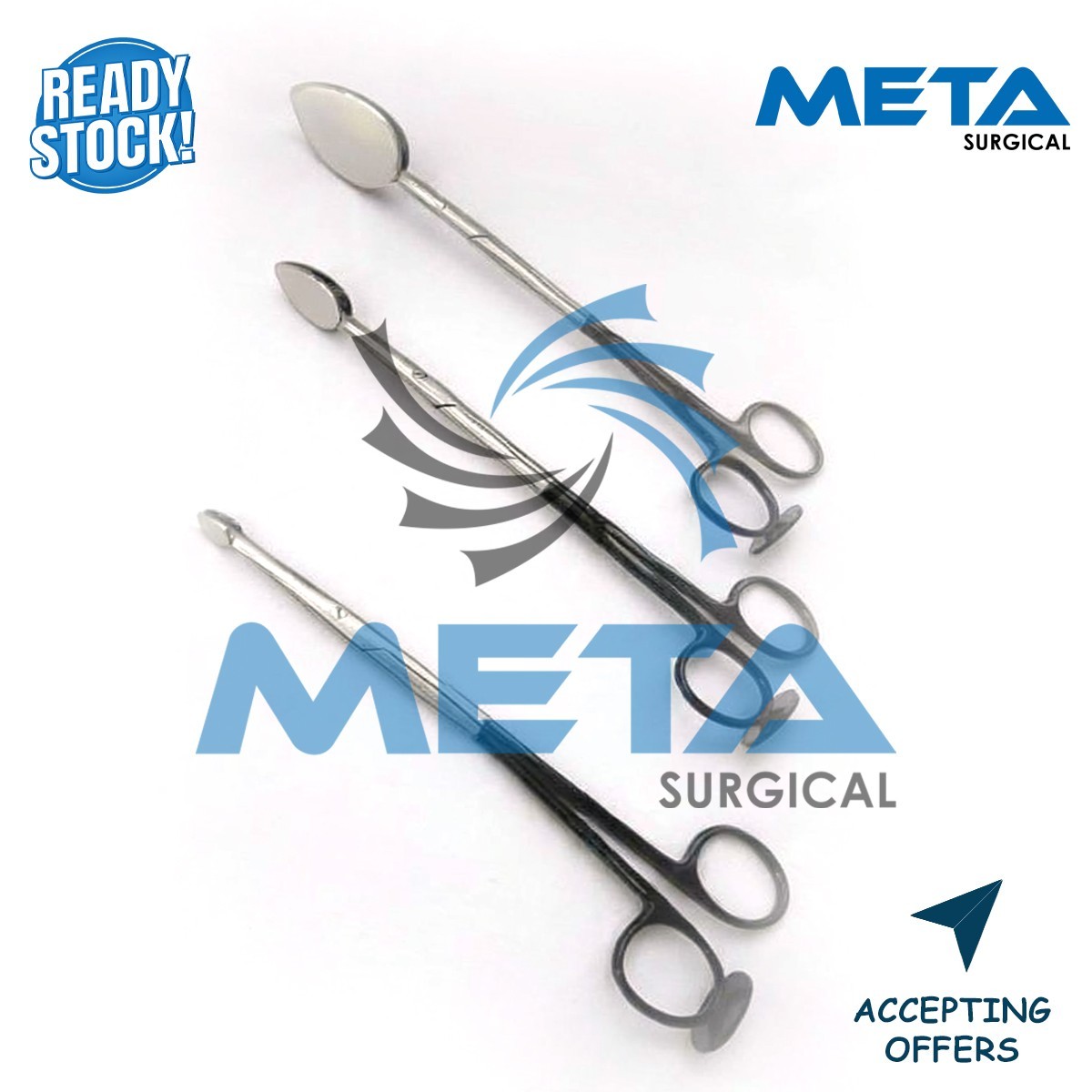 Trepsat Facial Flap dissector scissors set of 3pcs,10mm,15mm,20mm Premium