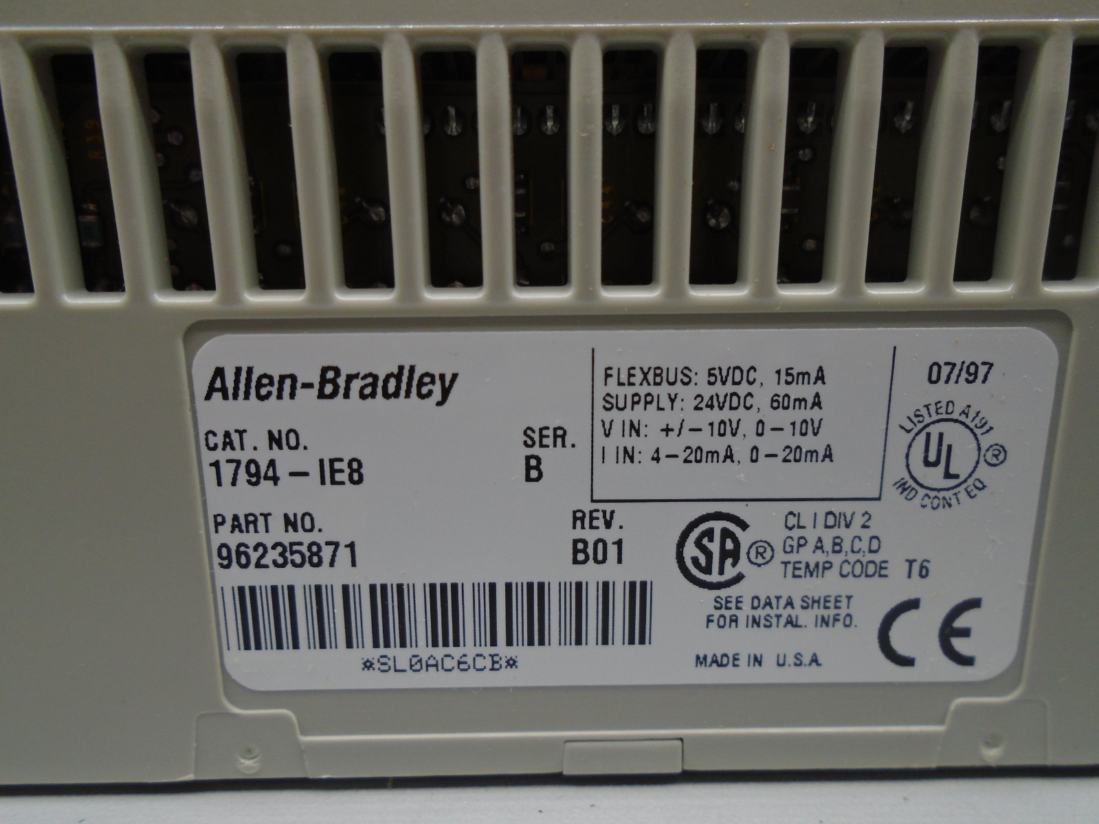 1794-IE8 /B Allen Bradley Flexlogix Analog Input 1794-1E8 W358