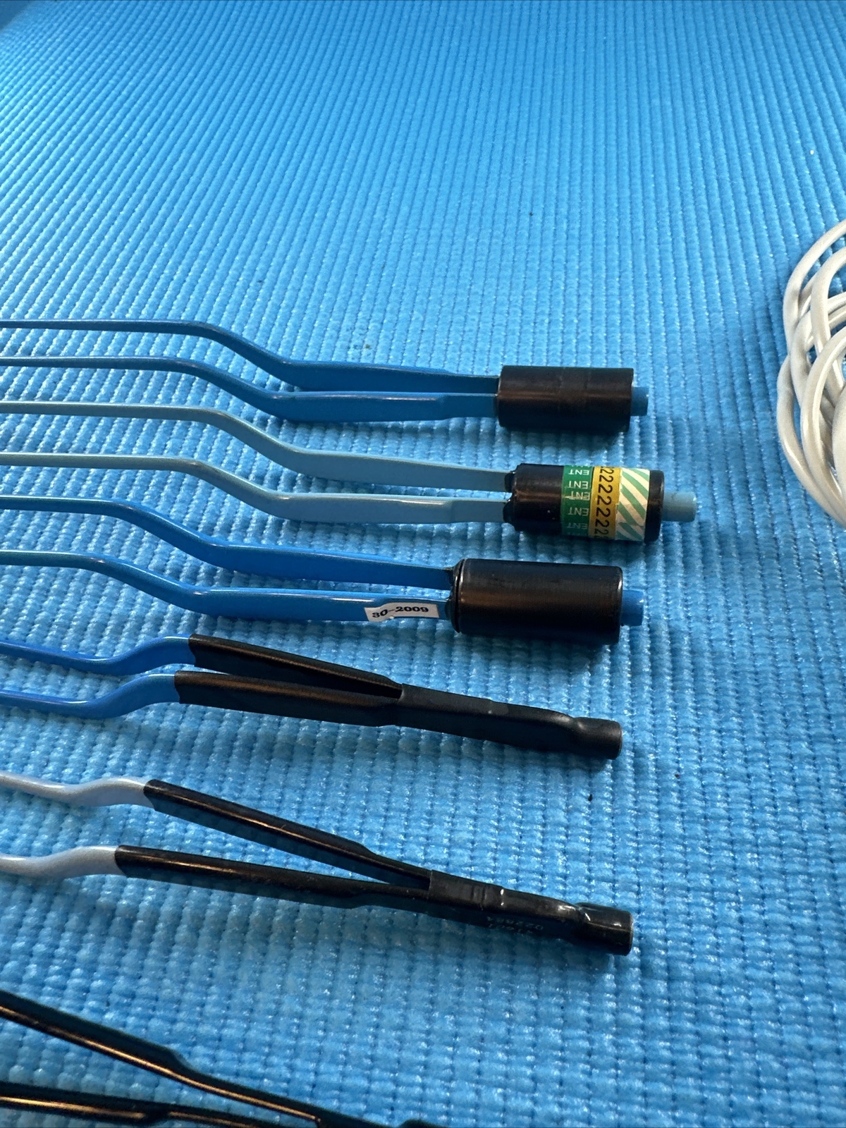 6 Bovie Bipolar Bayonet Forceps Straight, And Curved And 1 Cord