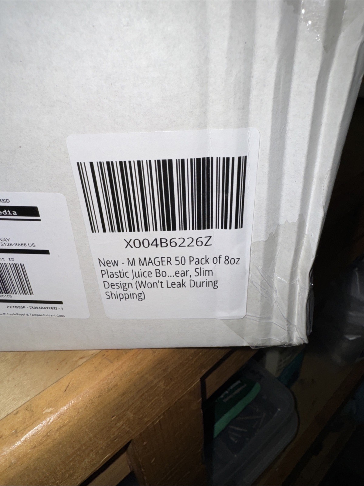 N 50 Pack – Empty Plastic Slim Juice Bottles with Tamper Evident Caps 8 Oz.