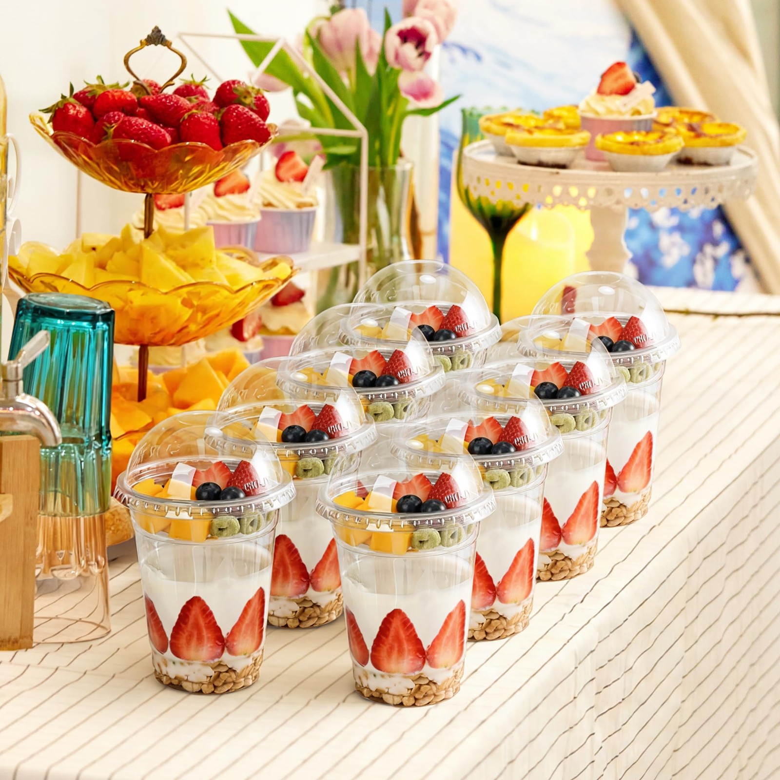 50PCS 12oz Disposable Parfait Cups with Insert & Dome Lids & Spoons – Yogurt …