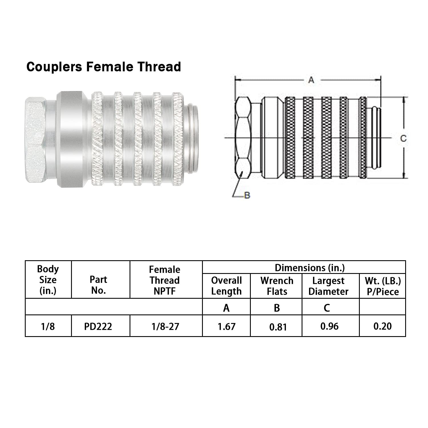 PD222 Series PD Steel Test Port & Diagnostic Equipment Quick Coupler with Female