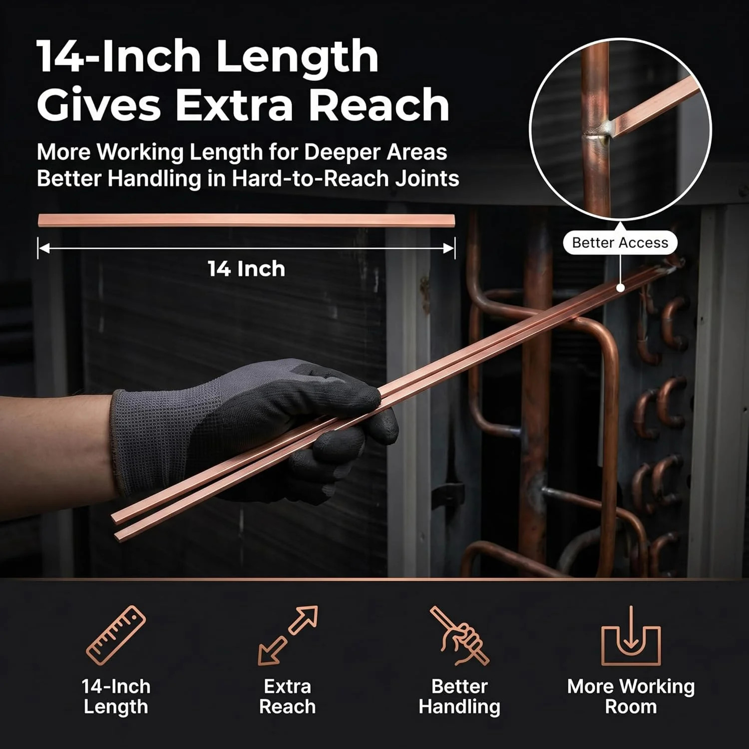 BCuP-5 15% Silver Brazing Rods, 10 Flat Sticks 0.050″ x 1/8″ x 14″ for Copper Tu