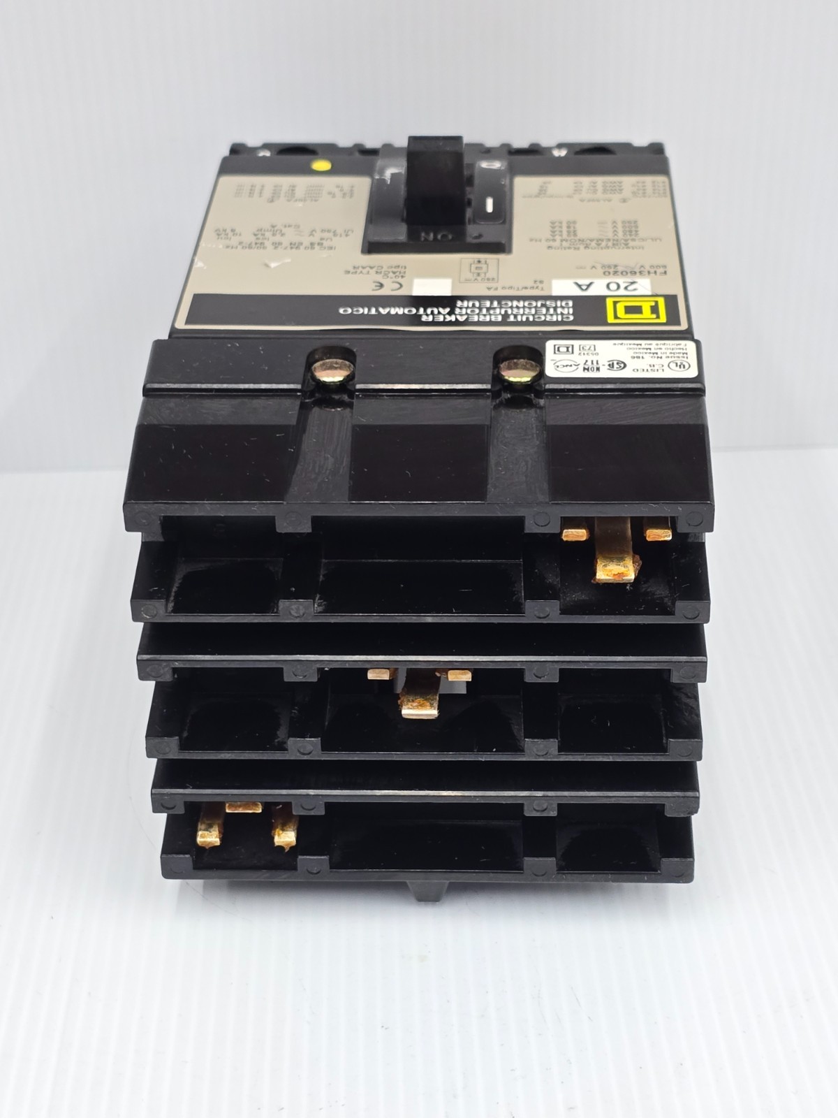 Square D 20 Amp I-Line Circuit Breaker 600 VAC 3 pole 65 kA FH36020