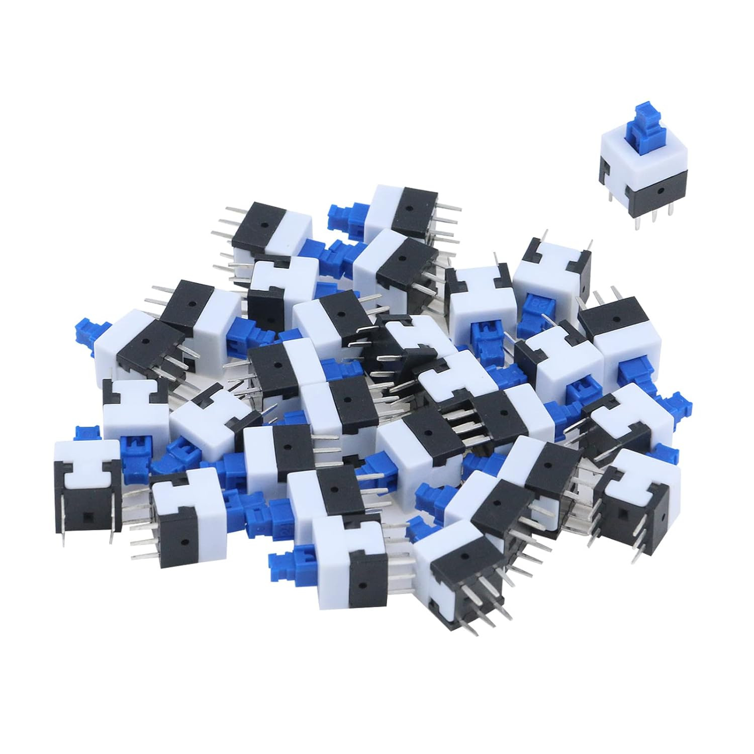 30 Pcs Micro Push Button Switch DPDT 6 Pin 8x8mm Self-Locking Power Switches