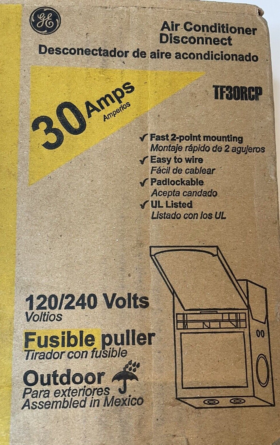 NEW!! GE 30 Amp 120/240-Volt 240-Watt Fused AC Disconnect