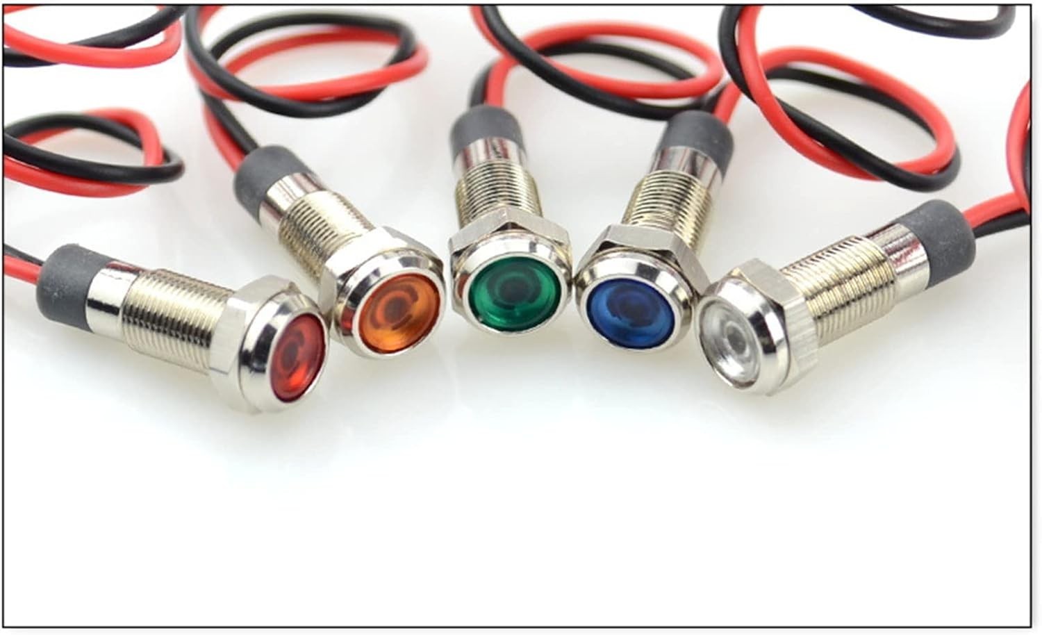 LED Indicator Light 6mm Mounting Hole Metal Waterproof DC 3-6V 15mA Red Gree…