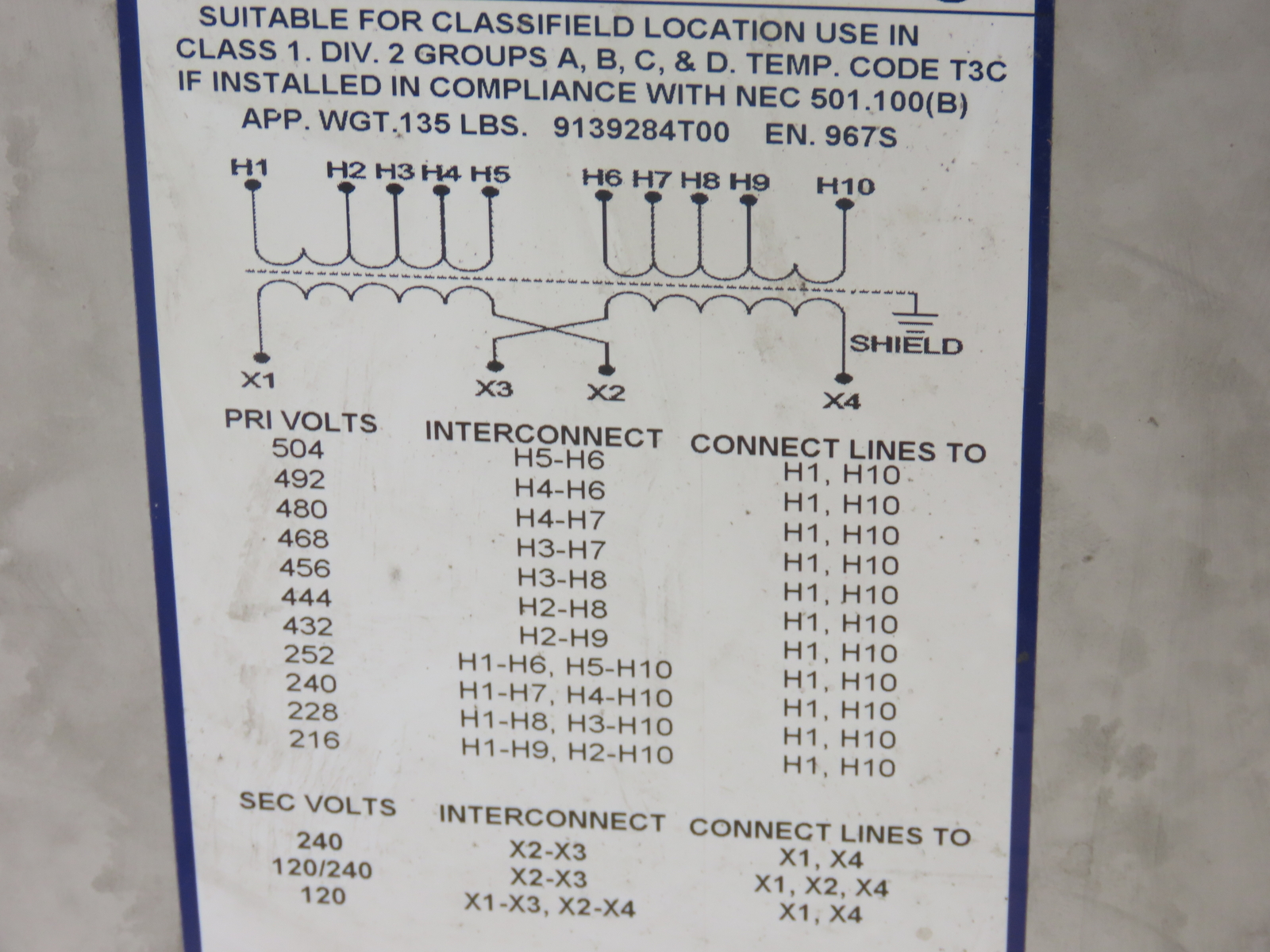 HSS5F7.5AS Sola Transformer 240/480 Primary 120/240VAC Secondary7.5kVA SS 3R 1PH