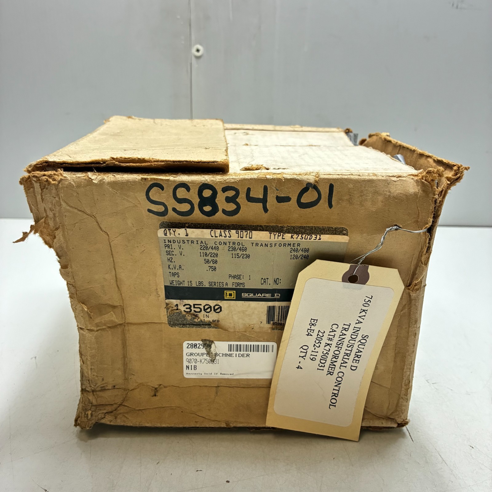 SQUARE D 9070 K750D31 INDUSTRIAL CONTROL TRANSFORMER 110/220V 50/60HZ
